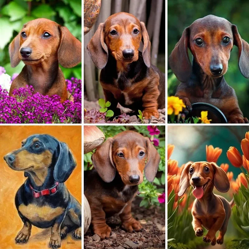Photo Mosaic Print - Diamond Mosaic Dachshund Art Weiner Dog
