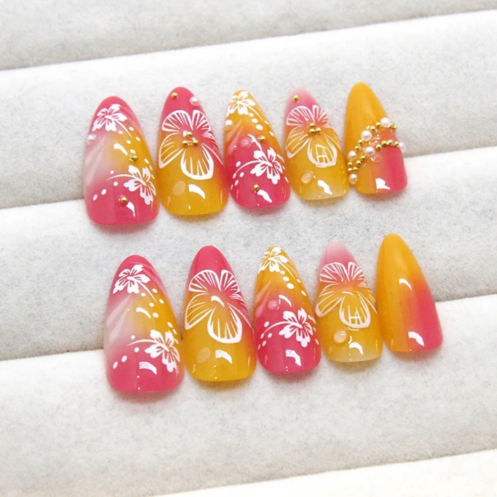 24Pcs Pink Gradient Almond Fak - огляд і ціна Pressed Flower Art