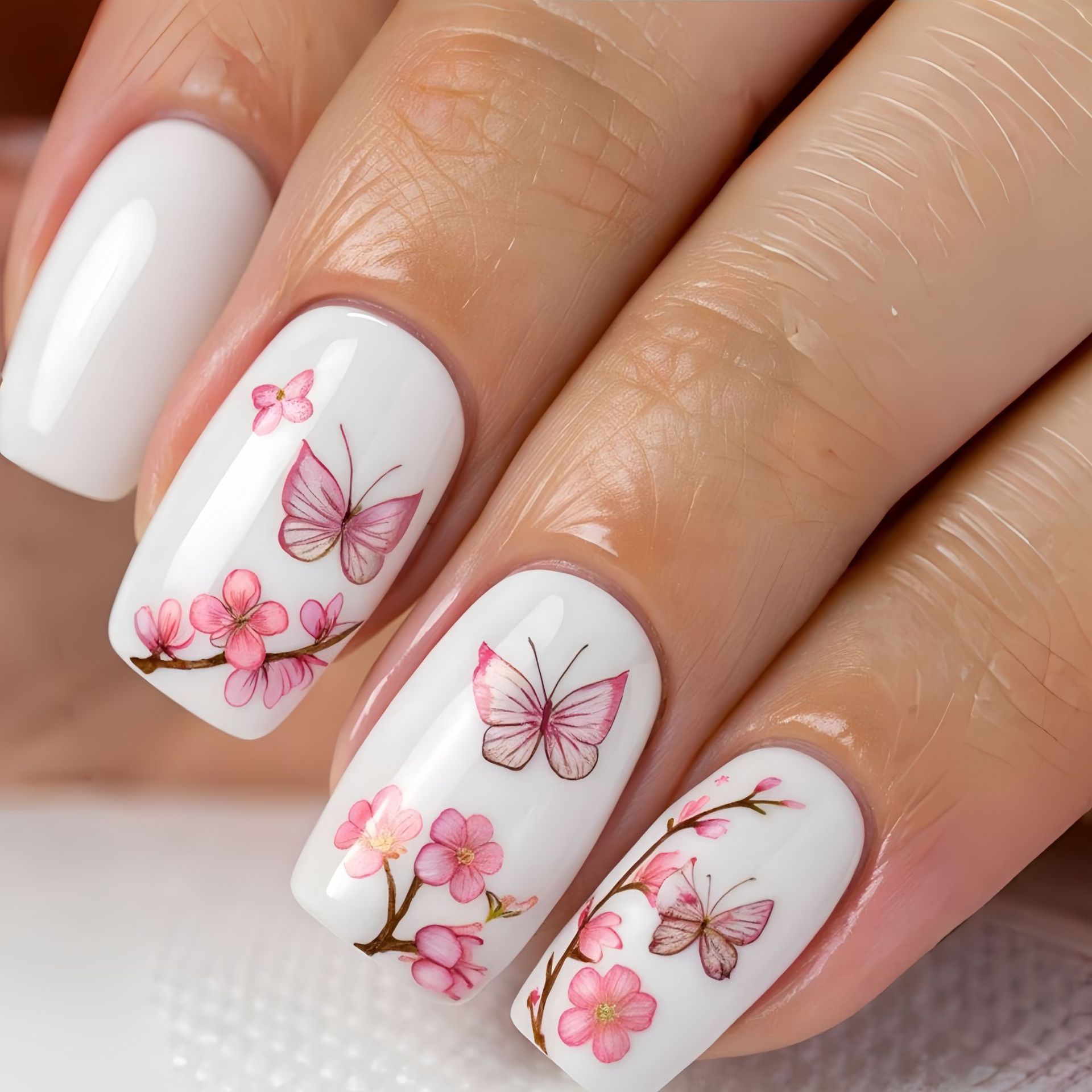Medium Fake Nails for Women Gi - огляд і ціна Pressed Flower Art