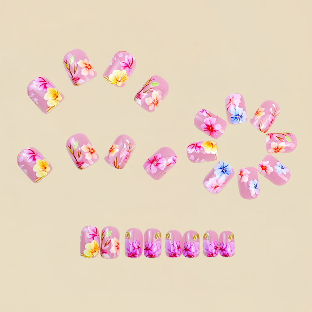 Medium Fake Nails for Women Gi - огляд і ціна Pressed Flower Art