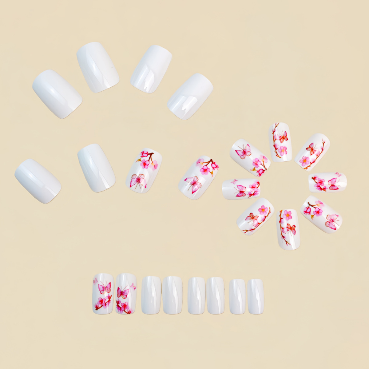 Medium Fake Nails for Women Gi - огляд і ціна Pressed Flower Art